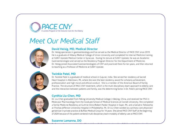 PACE Newsletter: PACE CNY Medical Staff Flyer for 2024