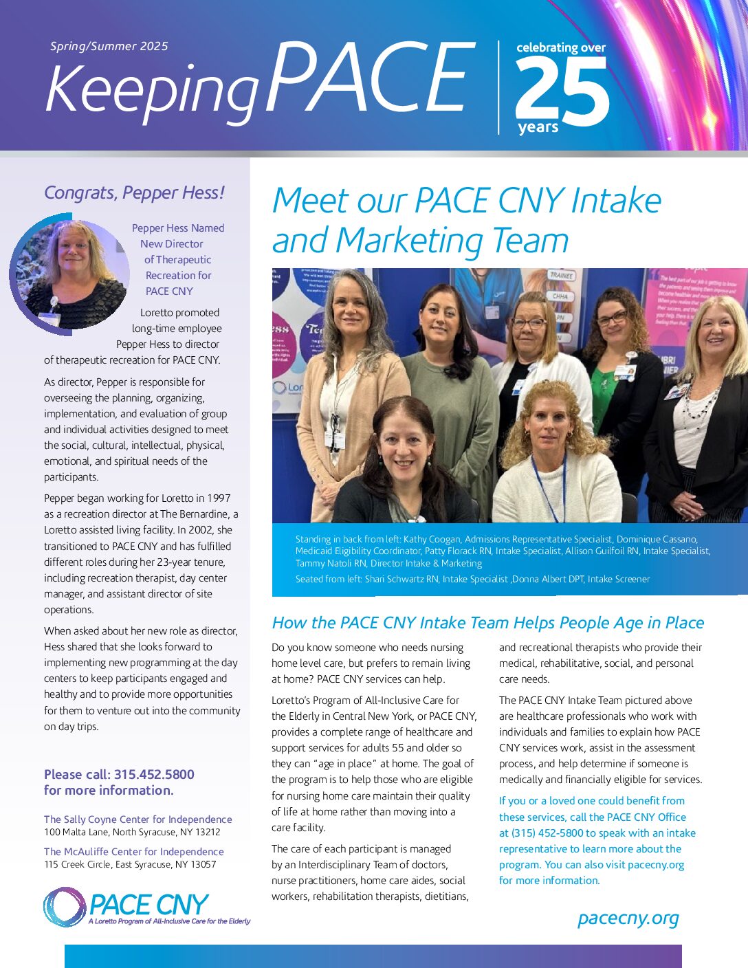 PACE CNY Newsletter:Spring / Summer 2025